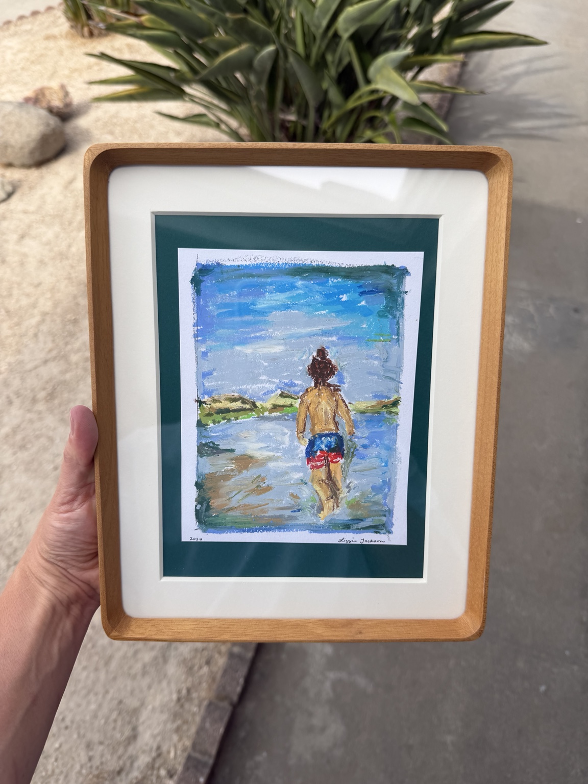 Framed original oil pastel artwork